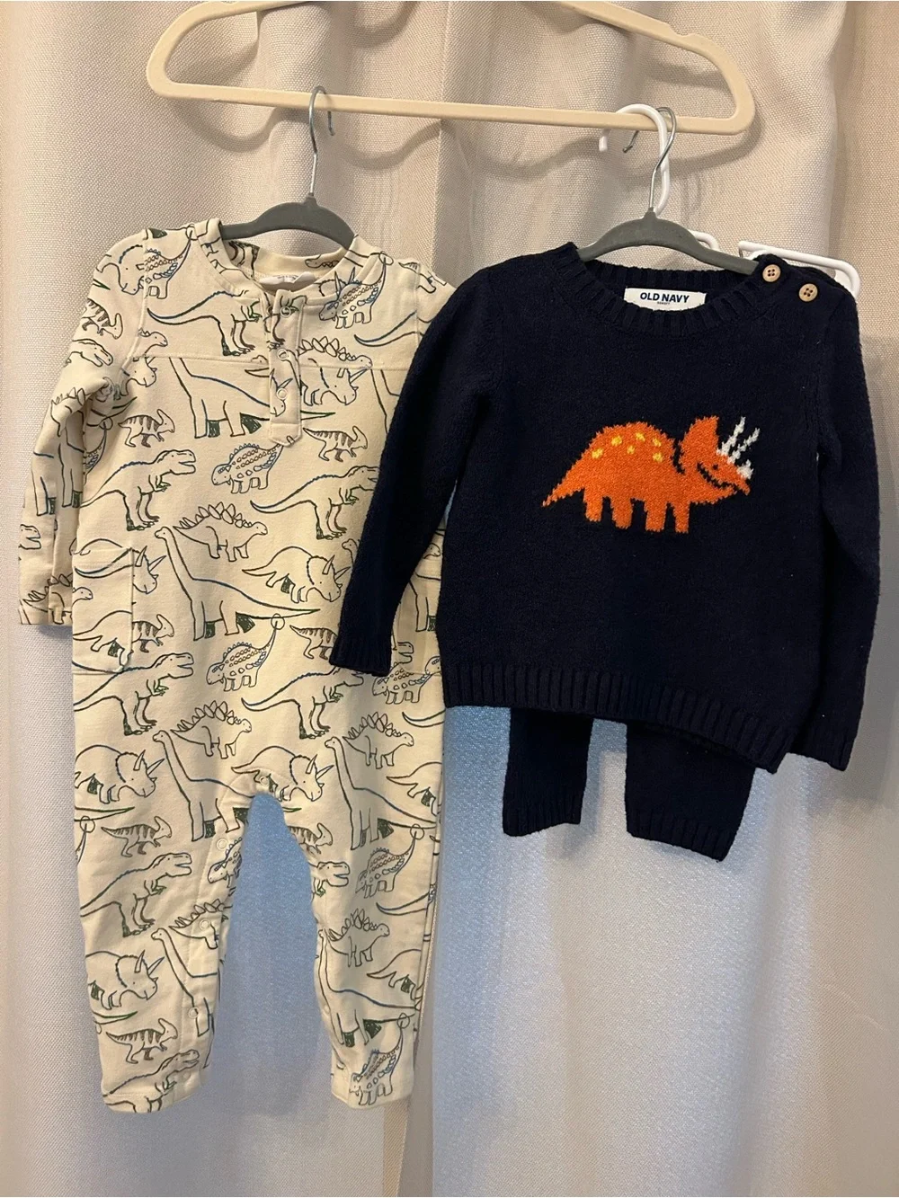 Angel Dear Cream Dinosaur Outfit & Old Navy Sweater Set